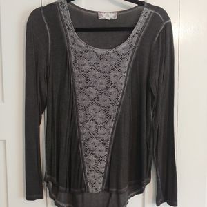 Pink Rose grey long-sleeve top